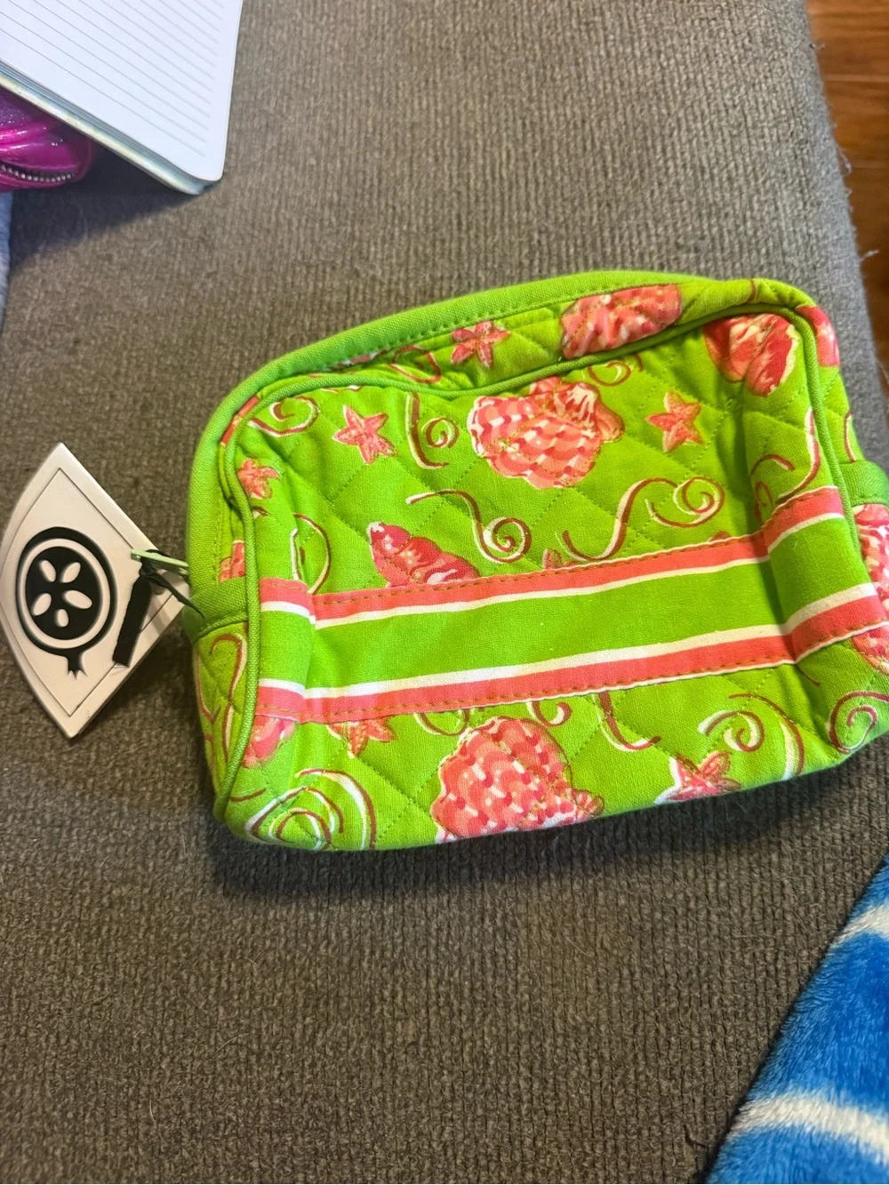 NWT Pomegranate medium cosmetic bag - green and pink shells